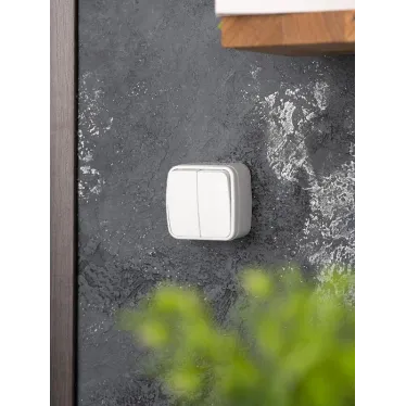 Выключатель Минск двухклавишный ОП 10А белый