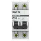Выключатель автоматический двухполюсный ВА 47-29 16А C 4,5кА Basic | mcb4729-2-16C | EKF