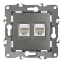 Розетка информационная двойная 2XRJ45, Эра12, графит, 12-3108-12
