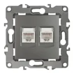 Розетка информационная двойная 2XRJ45, Эра12, графит, 12-3108-12