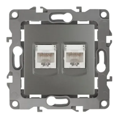 Розетка информационная двойная 2XRJ45, Эра12, графит, 12-3108-12