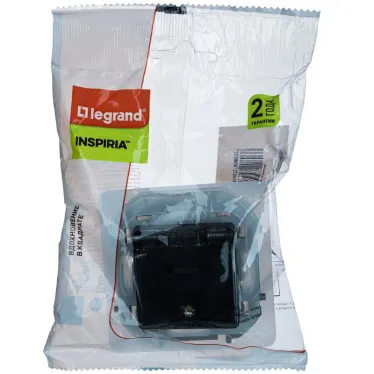 Розетка 2К+З IP 44 с откидной крышкой и шторками немецкий стандарт 16 А 250 В~ INSPIRIA антрацит