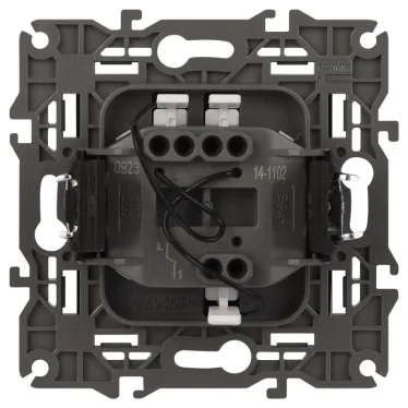 Выключатель с подсветкой, 10АХ-250В, Эра Elegance, антрацит,14-1102-05