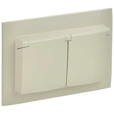 SKANDY Розетка 2-местная и крышкой 16А в сборе IP44 SK-R12B бежевый IEK