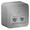 Розетка BLANCA наружная двойная компьютерная RJ45+телефонная RJ11, кат.5e, с изолирующей пластиной, алюминий