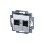 Розетка информационная Levit двойная 2хRJ45 категория 5e серебро