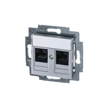Розетка информационная Levit двойная 2хRJ45 категория 5e серебро