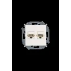 15 Розетка телефонная двойная RJ11 винтовой зажим слоновая кость