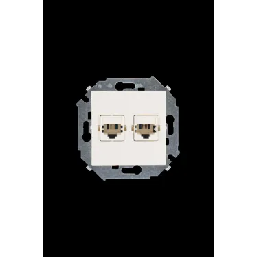 15 Розетка телефонная двойная RJ11 винтовой зажим слоновая кость