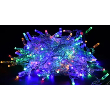 LIGHTING Гирлянда нить 10м 100 светодиодов RGB свет IP44 прозрачный шнур 3м 230В контроллер 8 сцен IEK