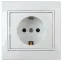 Розетка Intro Plano 1-202-01 с заземлением 2P+E Schuko, 16А-250В, IP20, СУ, белый