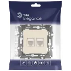 Розетка 2хRJ45, Эра Elegance, сл.кость, 14-3108-02
