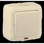 Выключатель одноклавишный наружный с индикацией слоновая кость IP44 10А