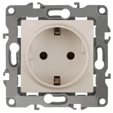 Розетка 2P+E Schuko со шторками, 16A-250В, Эра12, слоновая кость, 12-2102-02