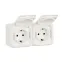 Quteo Розетка двойная с заземлением со шторками наружная IP44 белая