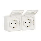 Quteo Розетка двойная с заземлением со шторками наружная IP44 белая