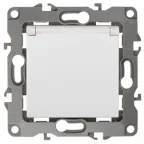 Розетка 2P+E Schuko со шторками с крышкой, 16A-250В, Эра12, белый, 12-2103-01