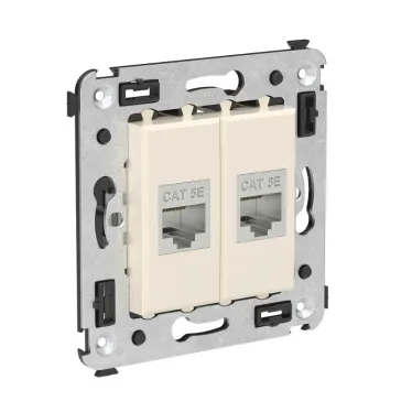 Avanti Компьютерная розетка RJ-45 без шторки в стену кат.5e двойная экранированная Ванильная дымка