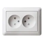 W59 Розетка двойная скрытая без заземления 16А белая