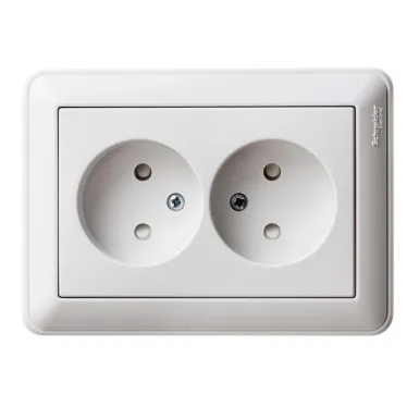 W59 Розетка двойная скрытая без заземления 16А белая
