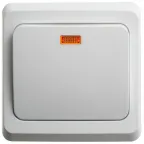 ЭТЮД Переключатель одноклавишный скрытый с подсветкой белый сх.6