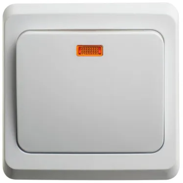 ЭТЮД Переключатель одноклавишный скрытый с подсветкой белый сх.6