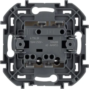 Выключатель двухклавишный с подсветкой/индикацией INSPIRIA 10 AX 250 В~ слоновая кость