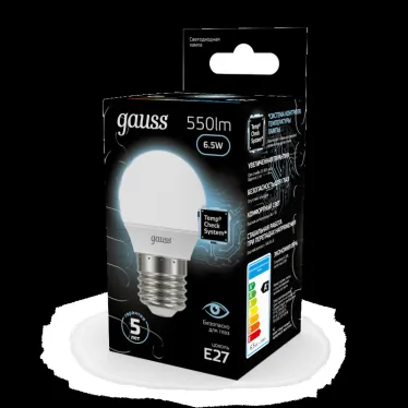 Лампа светодиодная LED 6.5 Вт 550 лм 4100К шар P45 нейтральный E27 AC 220В Black Gauss