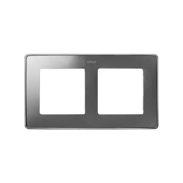 Рамка 2 поста цвета холодный алюминий с основанием цвета хром S82 Detail