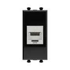 Avanti Компьютерная розетка RJ-45 без шторки модульная кат.6А экранированная Черный квадрат 1 модуль