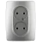 Розетка 2X2P, 16A-250В, Эра12, алюминий, 12-2107-03