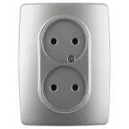 Розетка 2X2P, 16A-250В, Эра12, алюминий, 12-2107-03