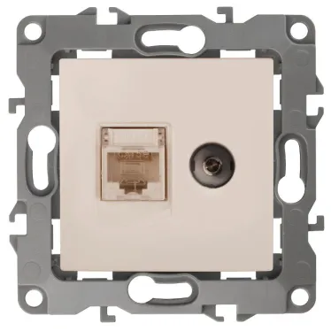 Розетка комбинированная RJ45+TV, Эра12, слоновая кость, 12-3110-02