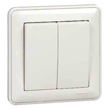 W59 Выключатель двухклавишный, 10АХ, в сборе, белый