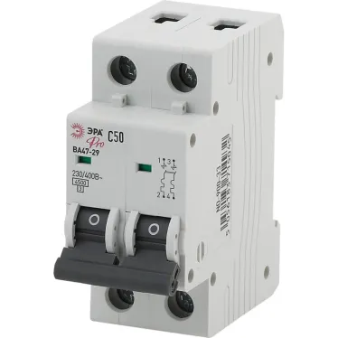 Выключатель автоматический PRO NO-900-33 ВА47-29 2P 50А кривая C 4,5кА ЭРА
