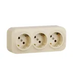Quteo розетка тройная с заземлением с защитными шторками - 16 A - 250 В IP 20 - Слоновая кость