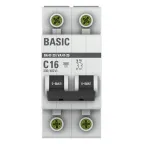 Выключатель автоматический двухполюсный ВА 47-29 16А C 4,5кА Basic | mcb4729-2-16C | EKF
