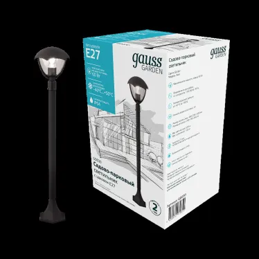 Светильник садово-парковый столб НТУ 1хE27 AC 220В Черный IP54 200х200х1000мм Алюминий max 60Вт ландшафтный Aura Gauss