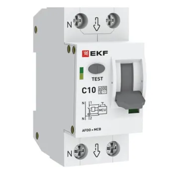 Устройство защиты от дугового пробоя (УЗДП) с автоматическим выключателем 1P+N 10А (C) 6кА PROXIMA EKF