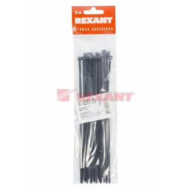 Хомут-стяжкa нeйлонoвая 200x3,6 мм, черная, упаковка 25 шт, REXANT