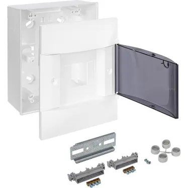 Practibox S Пластиковый щиток Навесной (ЩРн-П) 1X4 Дымчатая дверь