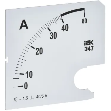 Шкала сменная для амперметра Э47 40/5А класс точности 1,5 96х96мм