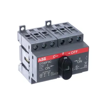 Рубильник OT40F3С до 40А реверсивный трехполюсный с резервной ручкой DIN/винт