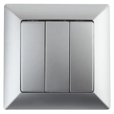 Выключатель Intro Solo 4-106-03 трехклавишный 10А-250В, IP20, СУ, алюминий