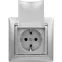 VALENA Розетка с заземлением без шторок с крышкой алюминий