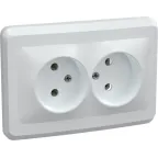 Розетка РС12-2-ВБ двухместная без заземляющего контакта без защитных шторок 10А ВЕГА белый