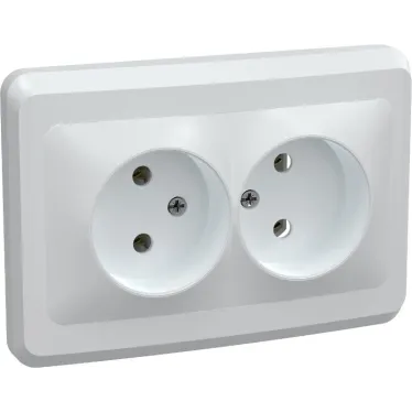 Розетка РС12-2-ВБ двухместная без заземляющего контакта без защитных шторок 10А ВЕГА белый