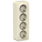 Розетка BLANCA наружная четырехпостовая, с заземлением, со шторками, с изолирующей пластиной, 16А, 250В, молочный