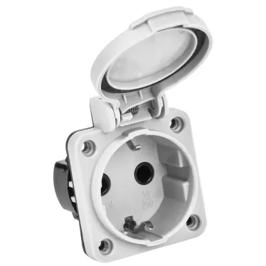 Розетка панельная РП13-3 2Р+РЕ 16А з/к с крышкой IP54 серая MAGNUM