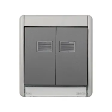 Рамка с двойной клавишей, с подсветкой, S44A, серый